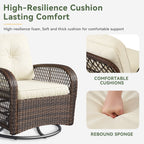 Ensemble de meubles de patio 3 pièces, ensemble de 2 chaises pivotantes à bascule pour patio