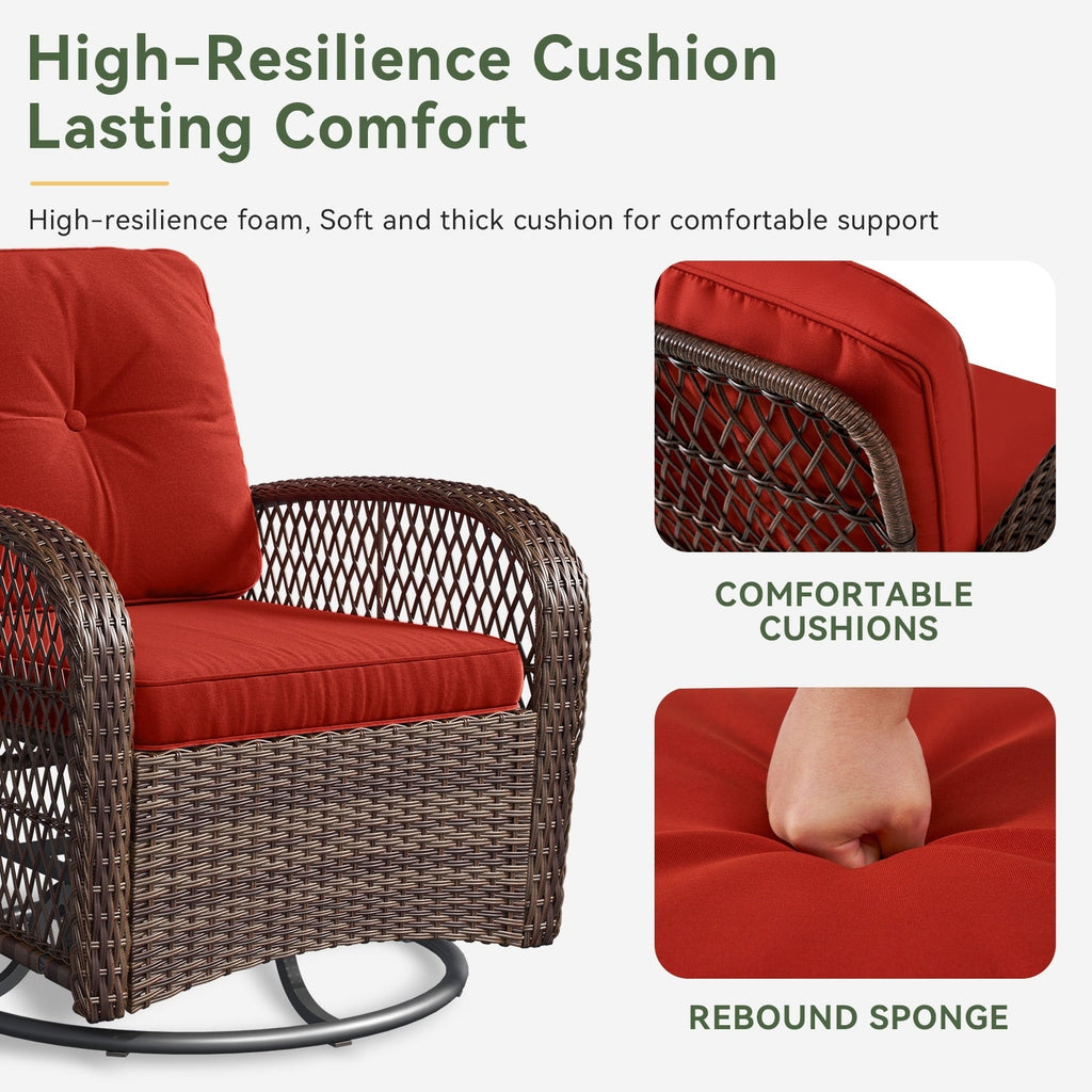 Ensemble de meubles de patio 3 pièces, ensemble de 2 chaises pivotantes à bascule pour patio