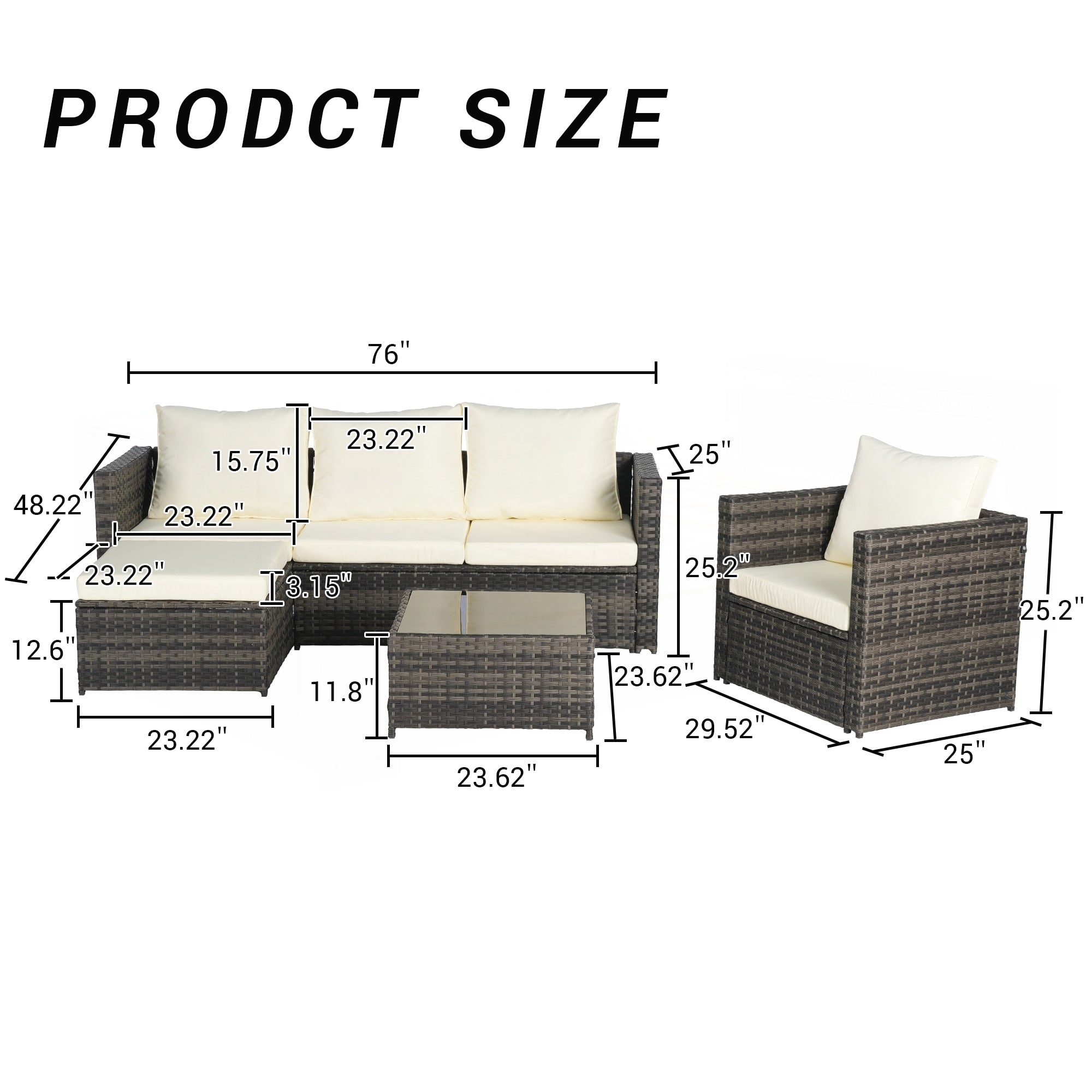 Ensemble de meubles de patio 3 pièces