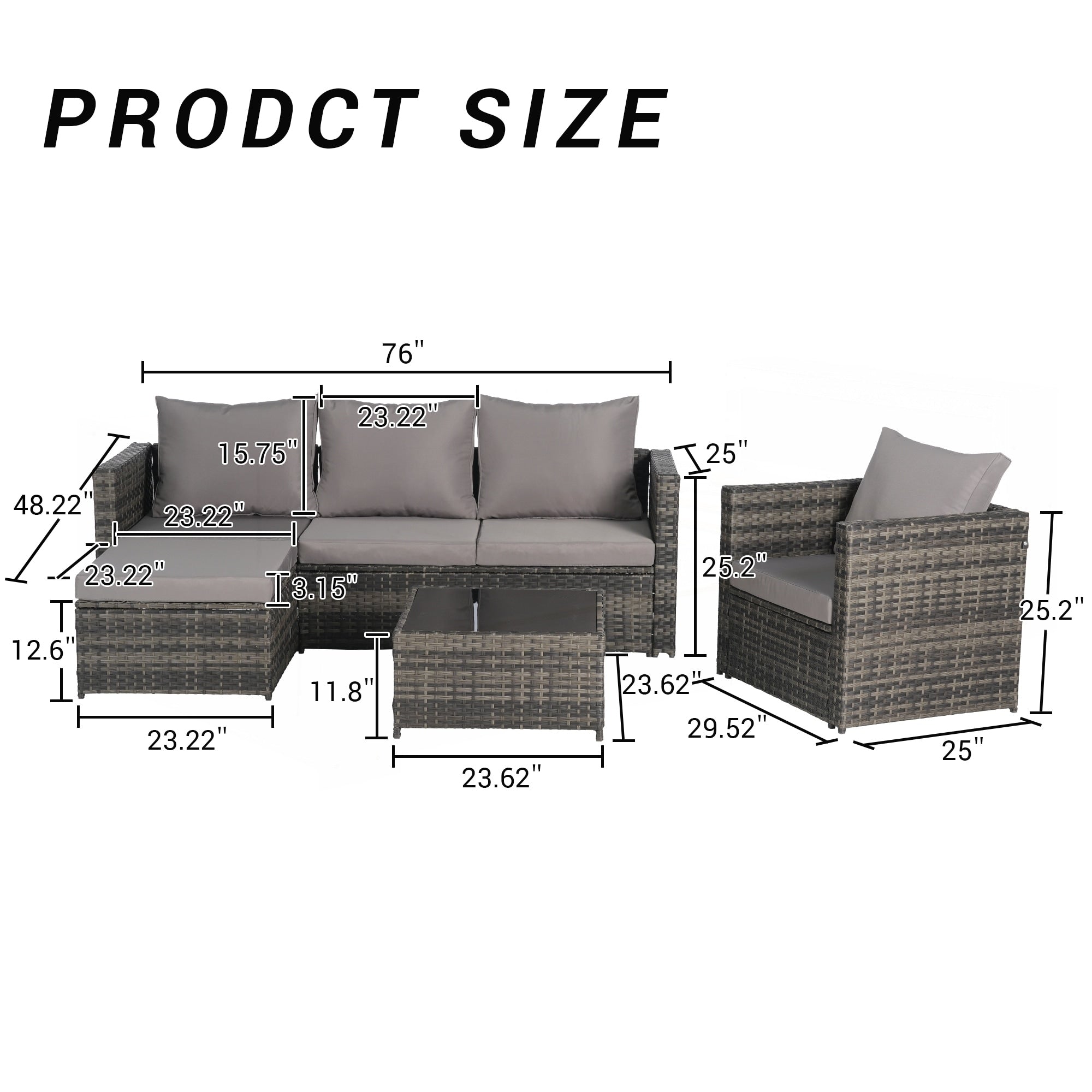 Ensemble de meubles de patio 3 pièces