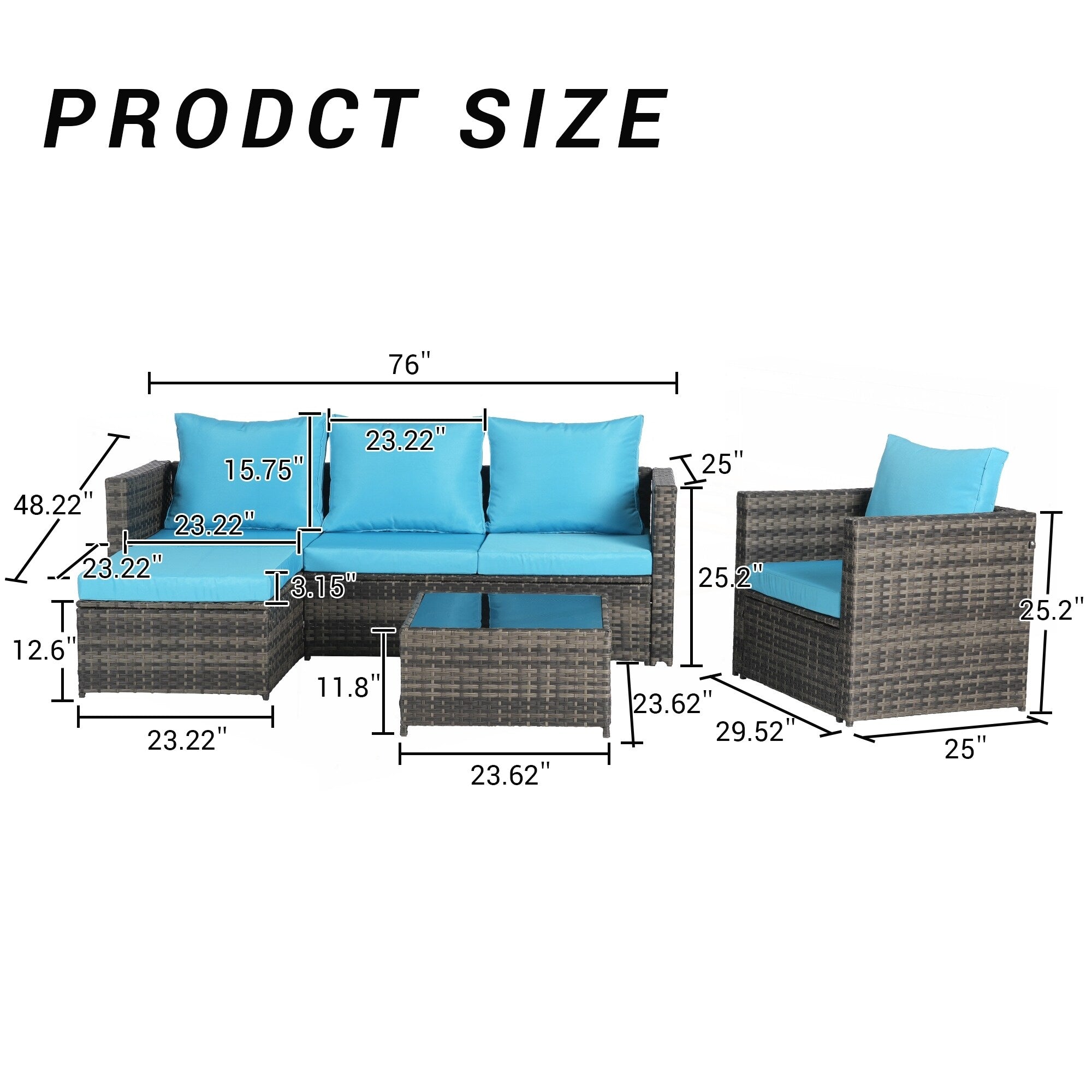 Ensemble de meubles de patio 3 pièces