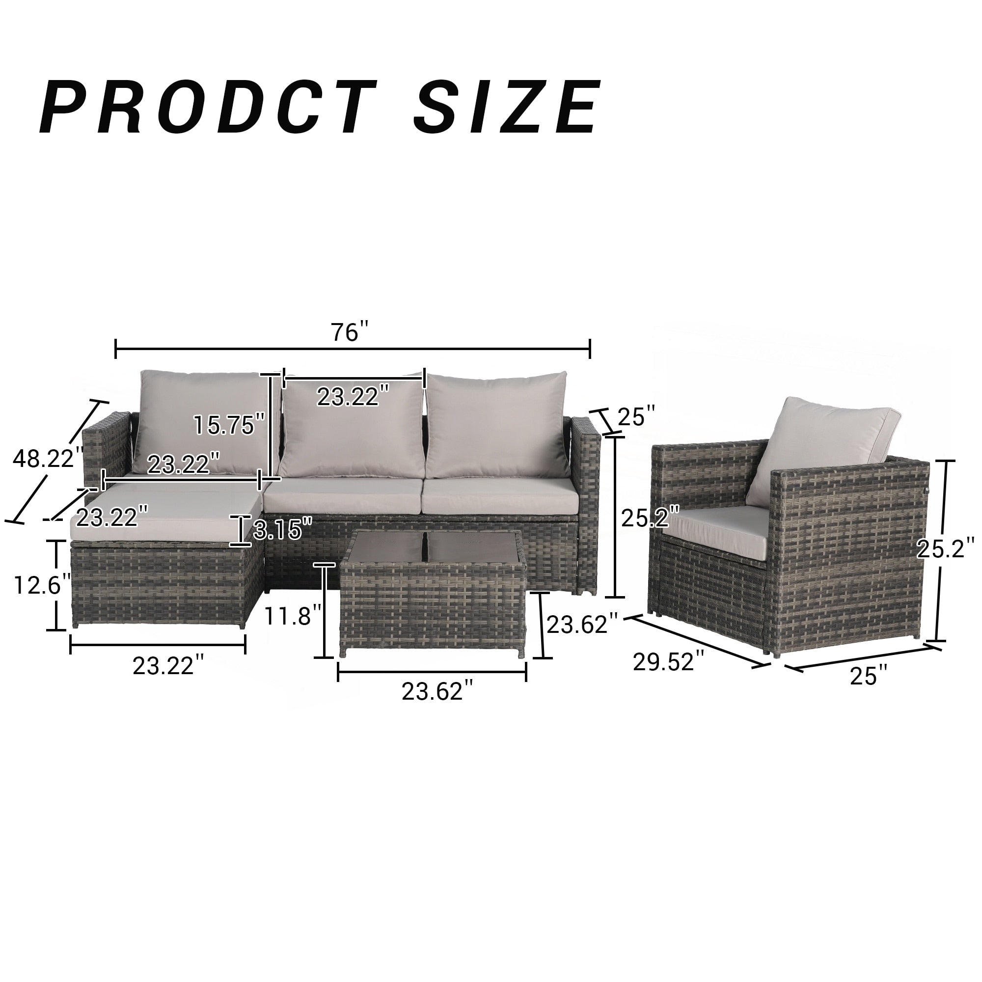 Ensemble de meubles de patio 3 pièces