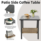 Ensemble de jardin 3 pièces en rotin à bascule avec coussins (1 table, 2 chaises à bascule)