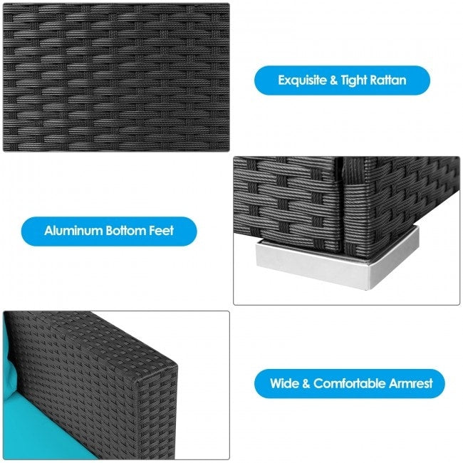 Ensemble de meubles de patio en osier 3 pièces avec coussin - 28,5 x 27,5 x 27 (L x l x H)