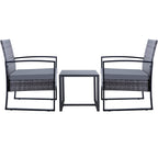 Ensemble de 3 chaises de jardin en osier avec coussins