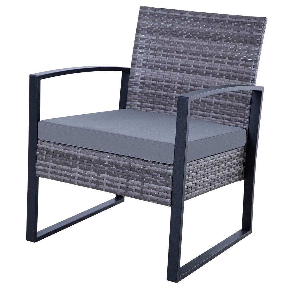 Ensemble de 3 chaises de jardin en osier avec coussins