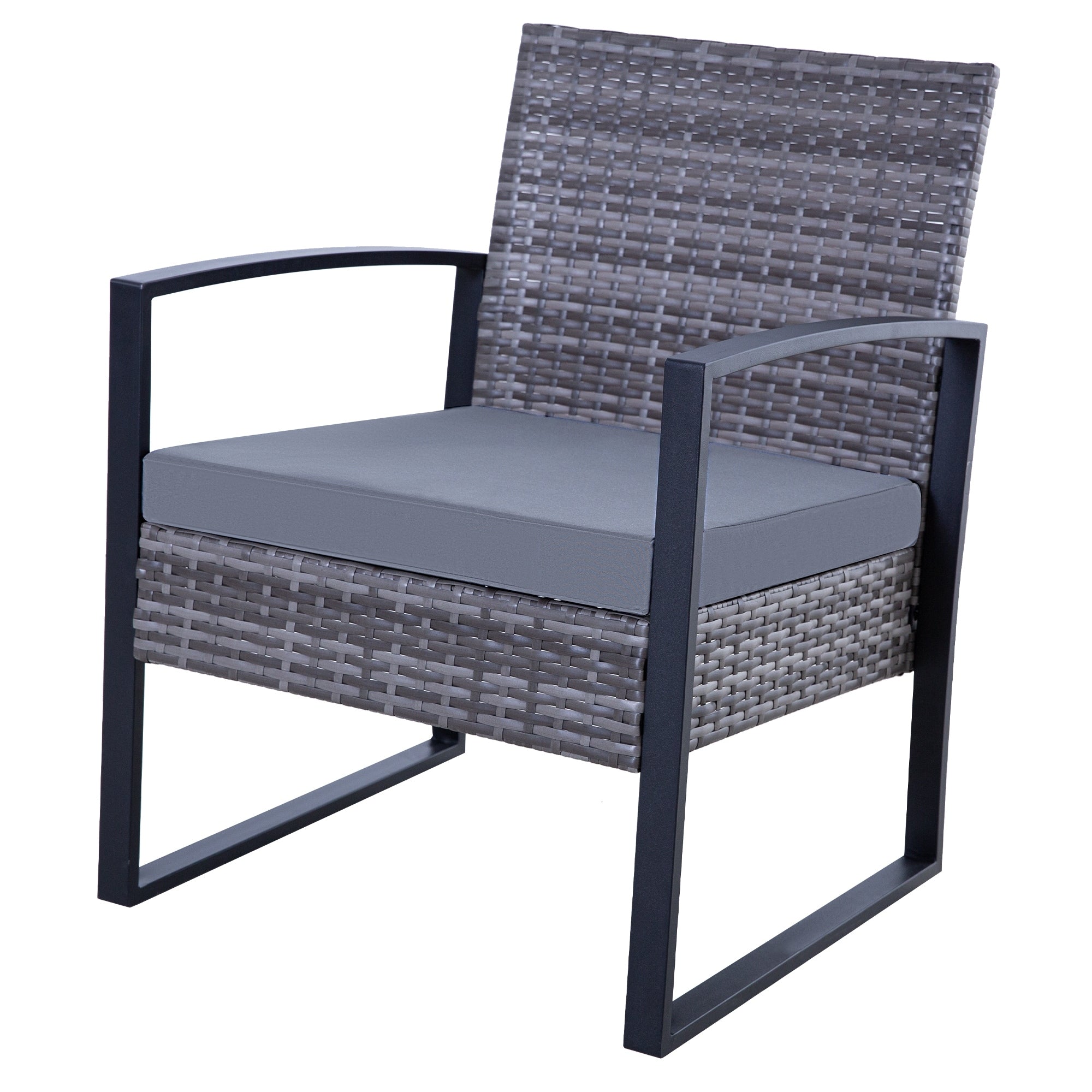 Ensemble de 3 chaises de jardin en osier avec coussins