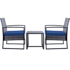 Ensemble de 3 chaises de jardin en osier avec coussins