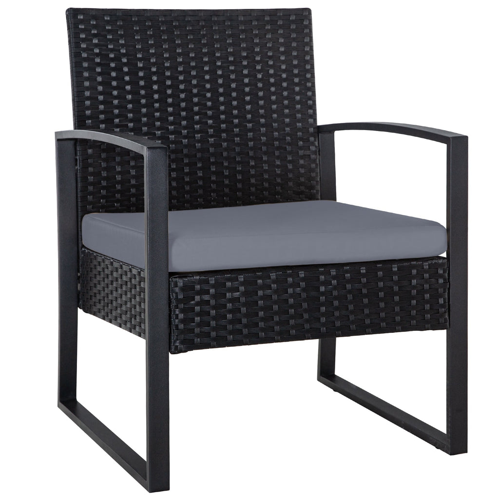 Ensemble de 3 chaises de jardin en osier avec coussins