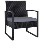 Ensemble de 3 chaises de jardin en osier avec coussins