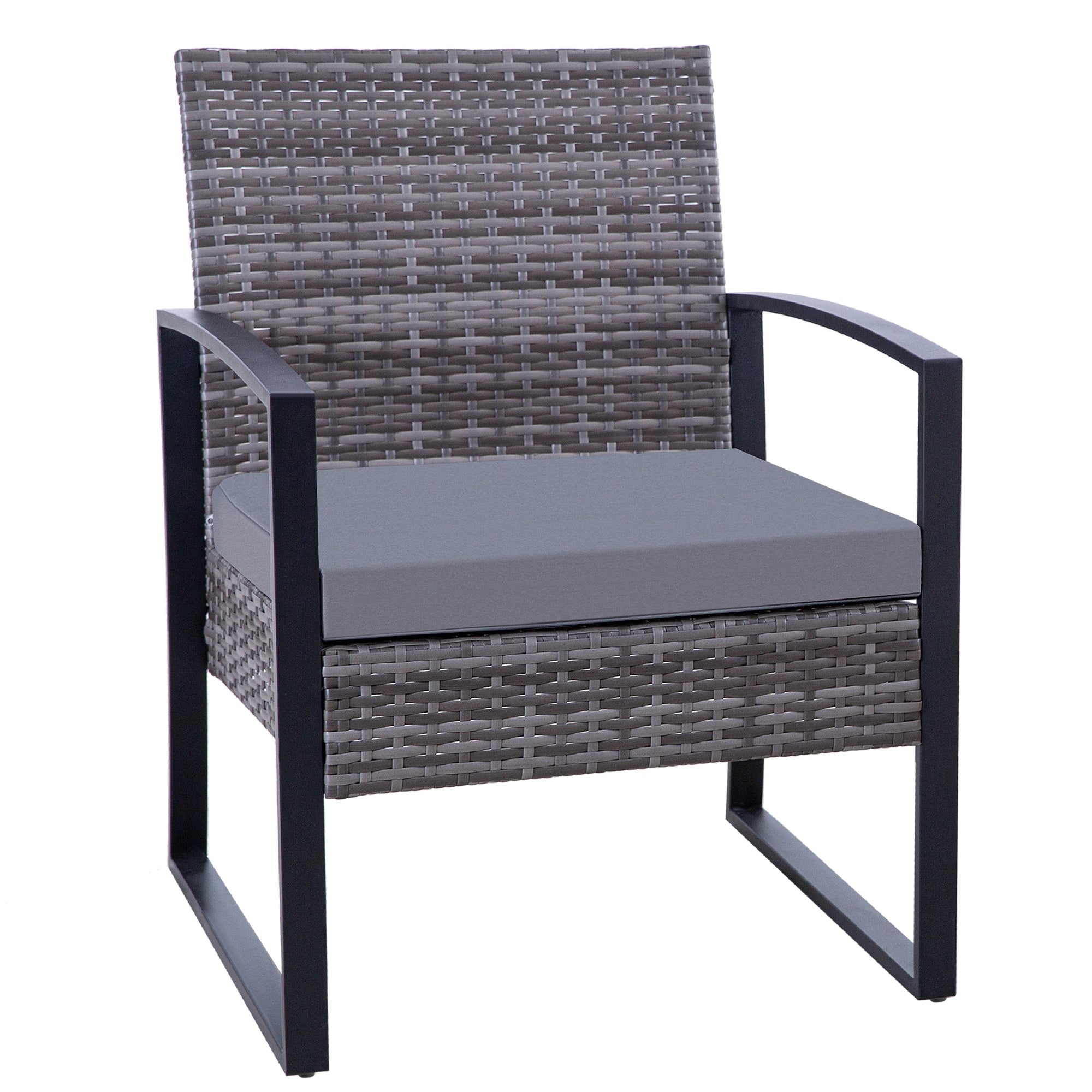 Ensemble de 3 chaises de jardin en osier avec coussins