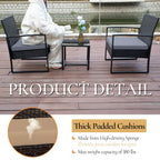 Ensemble de 3 chaises de jardin en osier avec coussins