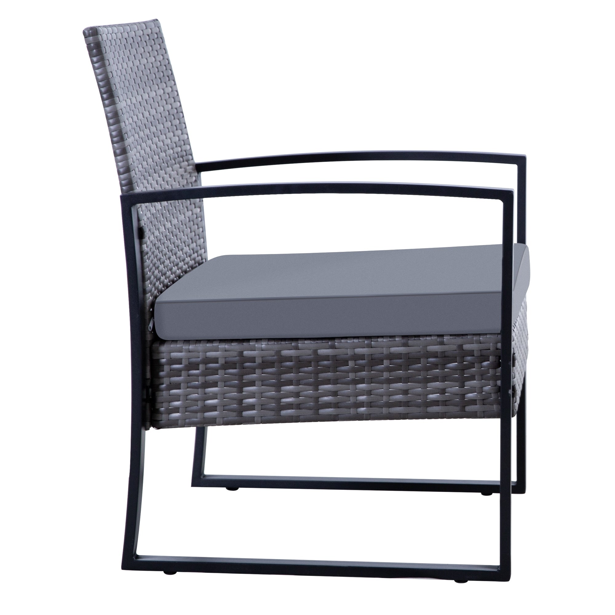 Ensemble de 3 chaises de jardin en osier avec coussins