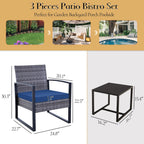 Ensemble de 3 chaises de jardin en osier avec coussins