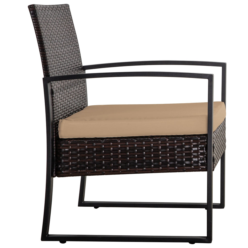 Ensemble de 3 chaises de jardin en osier avec coussins