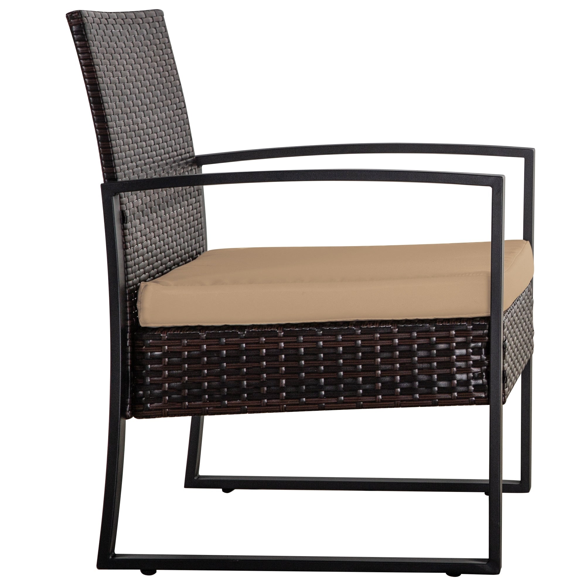 Ensemble de 3 chaises de jardin en osier avec coussins