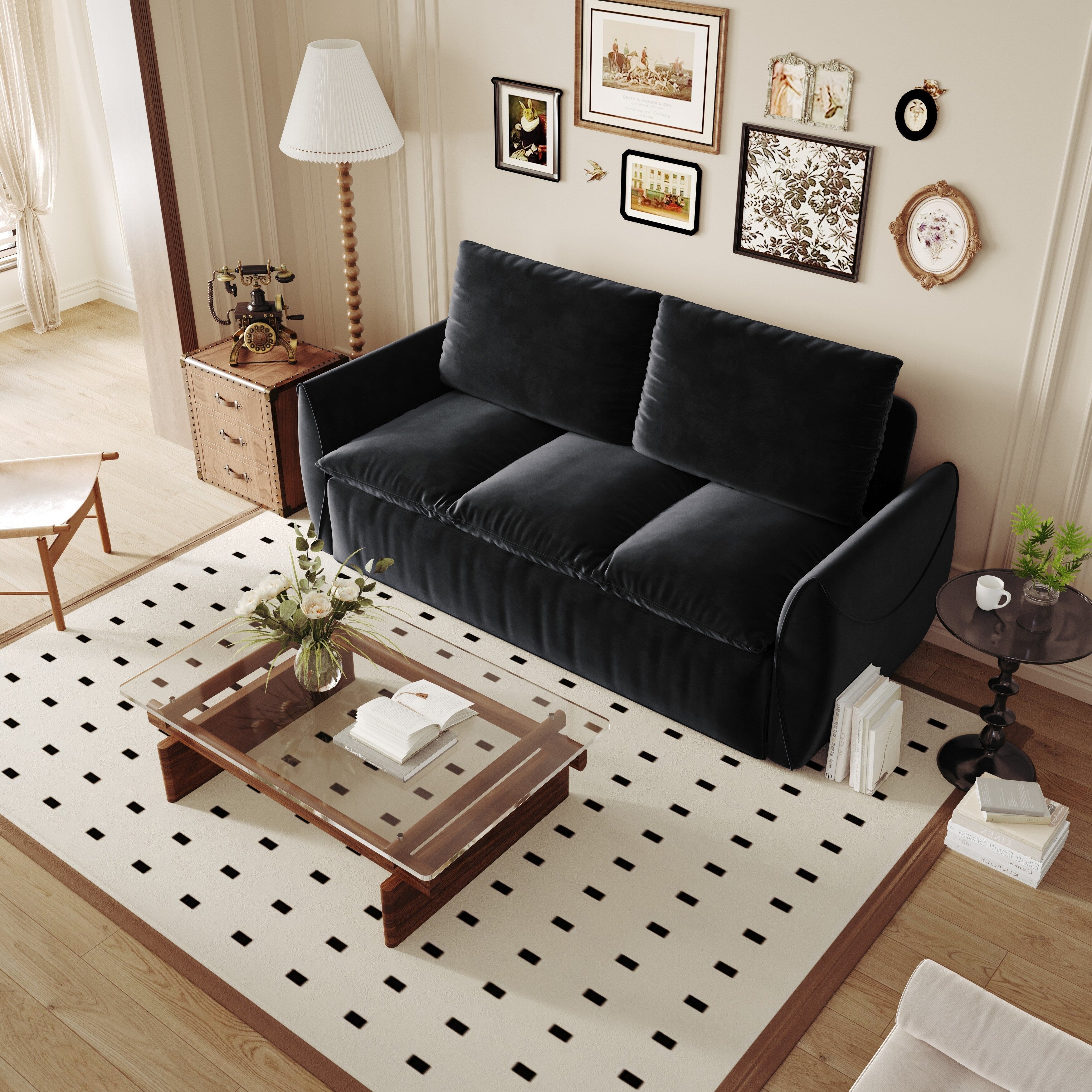 Canapé-lit convertible 3 places avec ensemble oreiller et couverture 2 en 1