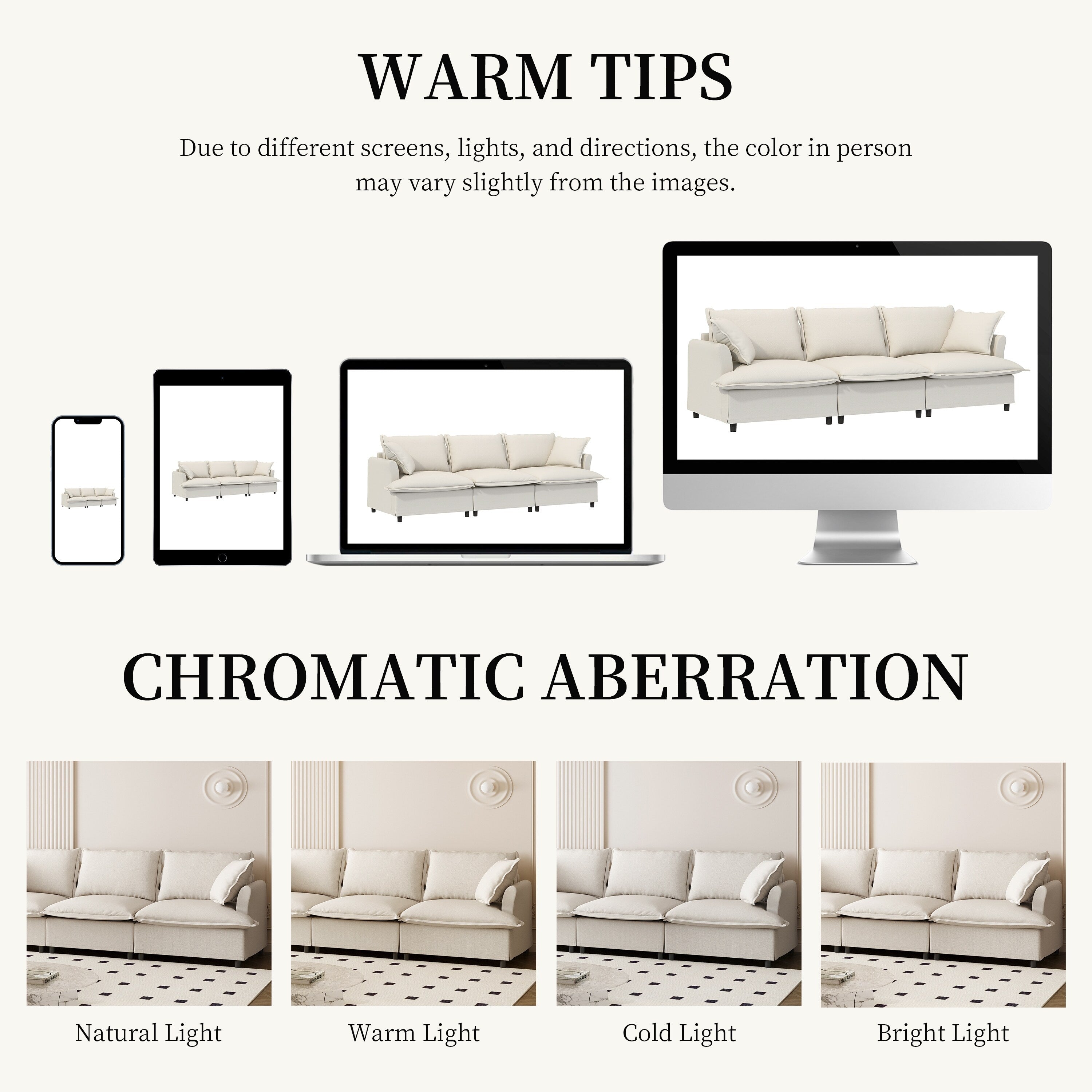 Module de canapé 3 places pour canapé sectionnel modulaire, assise large, canapé nuage en chenille avec coussins décoratifs