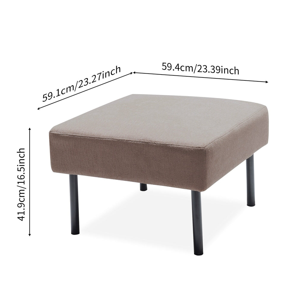 Canapé 3 places en tissu polyester en forme de L avec pouf, canapé rembourré moderne, petit canapé confortable pour petits espaces