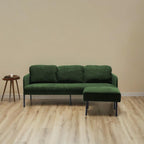 Canapé 3 places en tissu polyester en forme de L avec pouf, canapé rembourré moderne, petit canapé confortable pour petits espaces