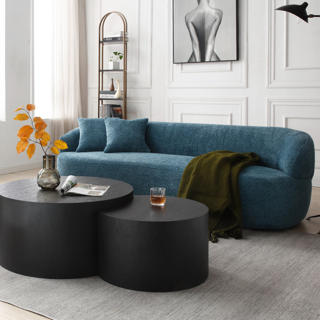 Canapé 3 places moderne incurvé en tissu rembourré de 86,61 pouces