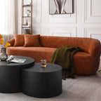 Canapé 3 places moderne incurvé en tissu rembourré de 86,61 pouces