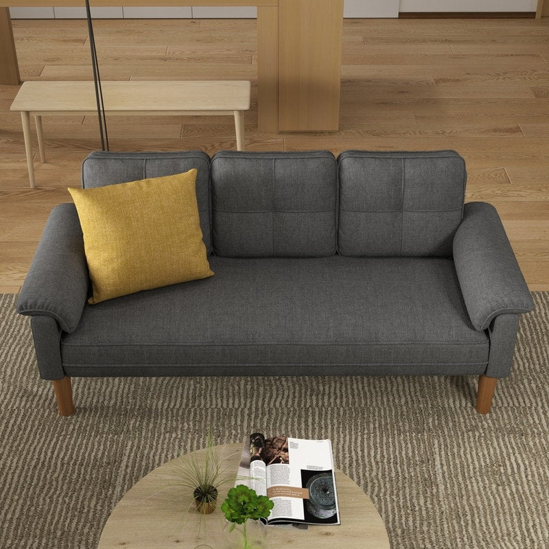Canapé 3 places moderne rembourré, convertible, canapé-lit avec pieds en bois robustes pour le salon