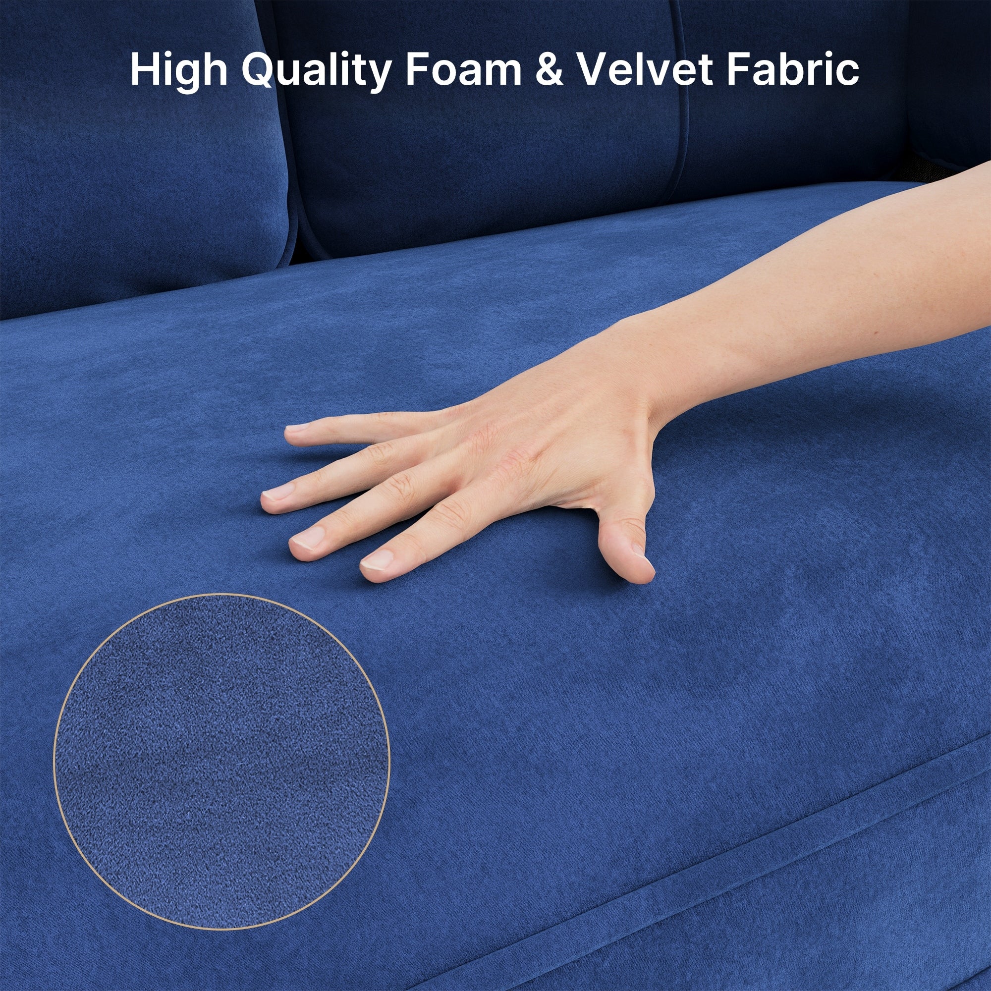 Canapé 3 places moderne rembourré, convertible, canapé-lit avec pieds en bois robustes pour le salon