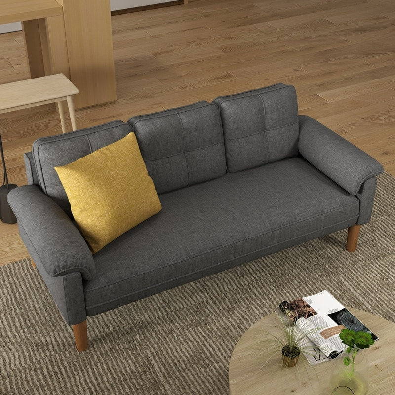 Canapé 3 places moderne rembourré, convertible, canapé-lit avec pieds en bois robustes pour le salon