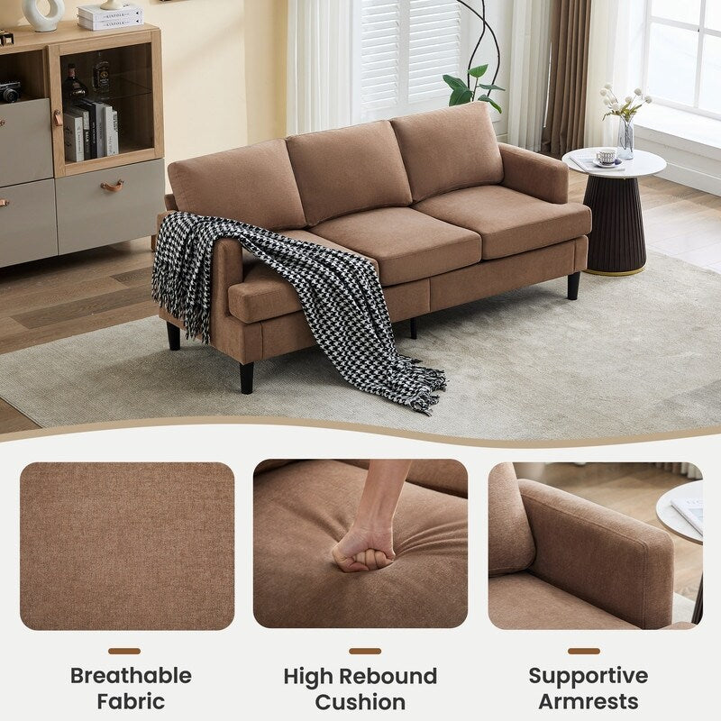 Canapé 3 places - Tissu respirant, accoudoirs de soutien et pieds robustes