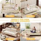 Canapé-lit 3 places, canapé-lit futon en similicuir, dossiers et accoudoirs réglables