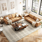 Canapé 3 places, 83 pouces de large, en similicuir, avec coussin à ressorts, canapé moderne