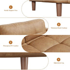 Canapé 3 places, 83 pouces de large, en similicuir, avec coussin à ressorts, canapé moderne