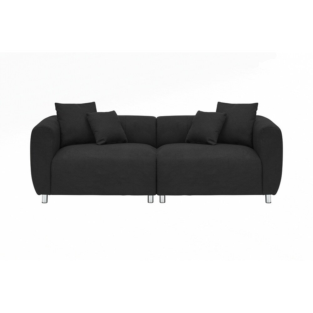 Canapé 3 places avec cadre en bois massif et 4 coussins