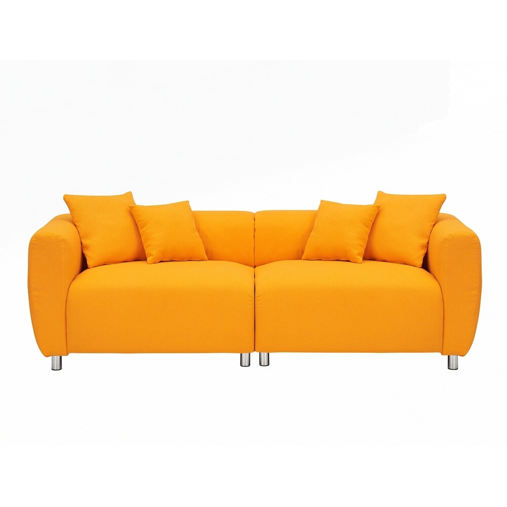 Canapé 3 places avec cadre en bois massif et 4 coussins