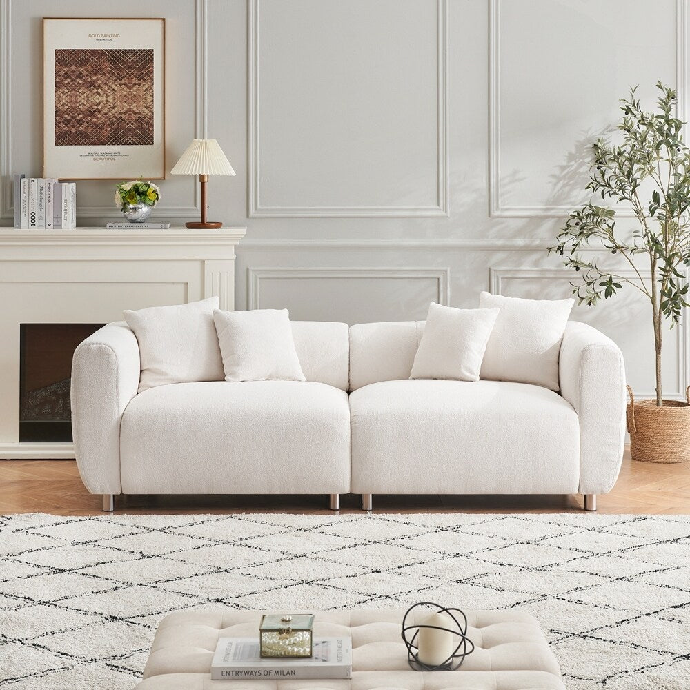 Canapé 3 places avec cadre en bois massif et 4 coussins