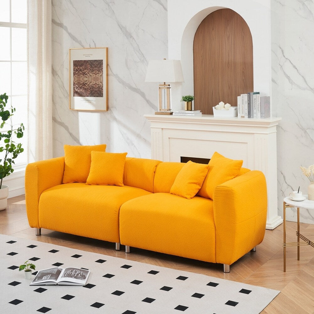 Canapé 3 places avec cadre en bois massif et 4 coussins