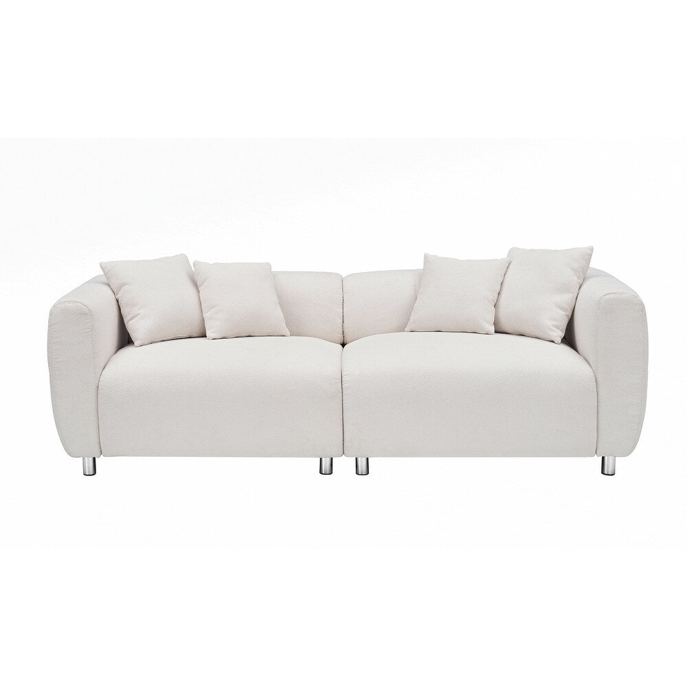 Canapé 3 places avec cadre en bois massif et 4 coussins