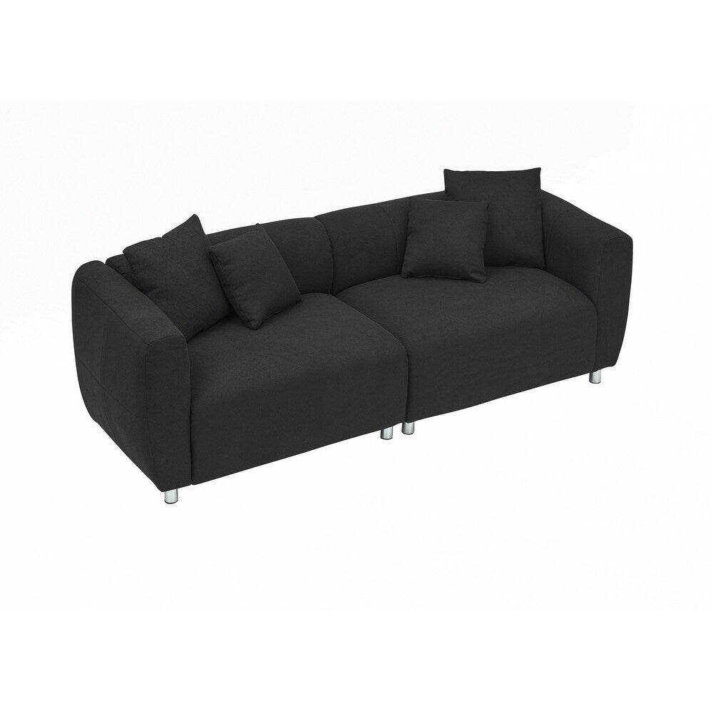 Canapé 3 places avec cadre en bois massif et 4 coussins