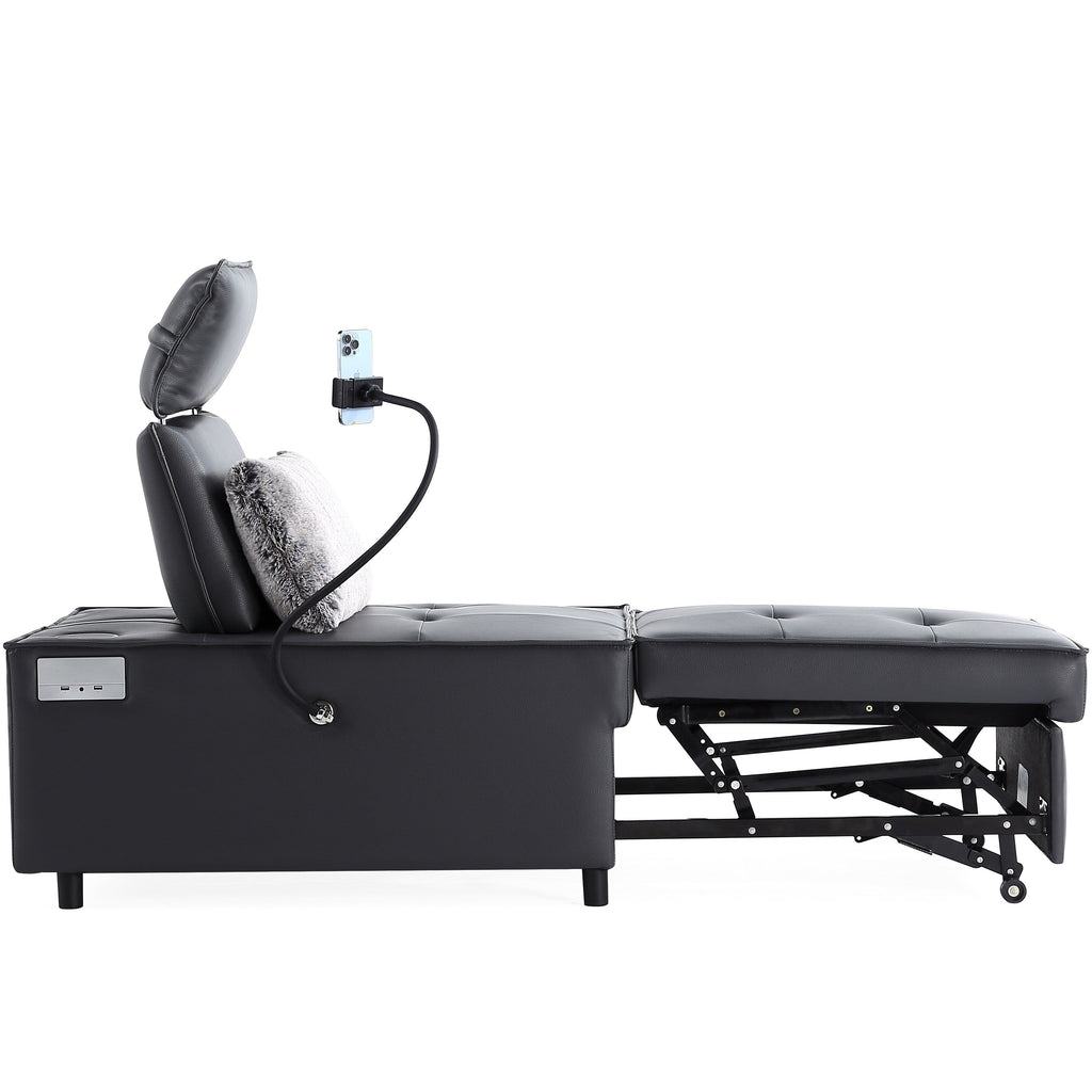 Fauteuil convertible 3 en 1, canapé inclinable réglable avec haut-parleurs Bluetooth, ports USB et oreiller moelleux