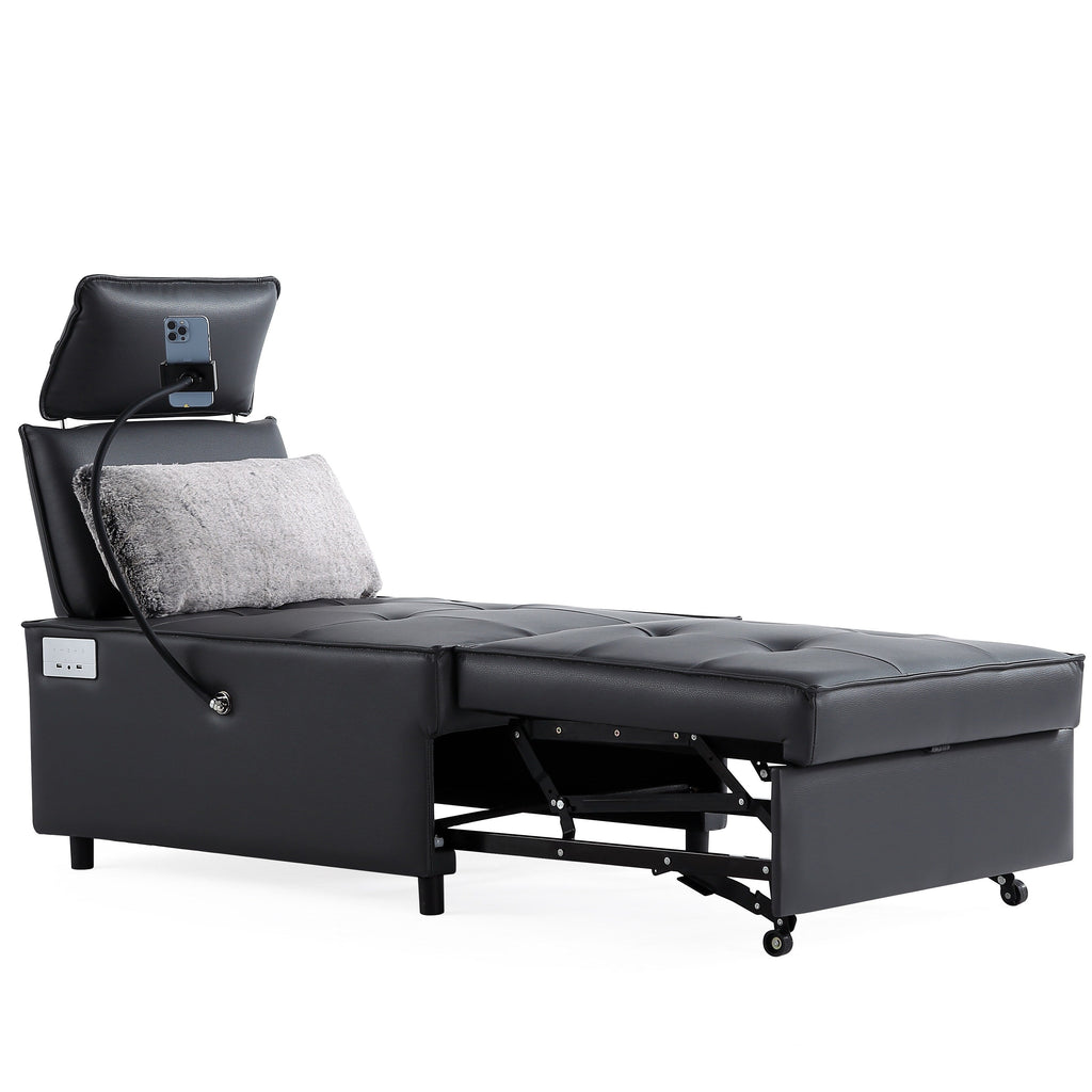 Fauteuil convertible 3 en 1, canapé inclinable réglable avec haut-parleurs Bluetooth, ports USB et oreiller moelleux