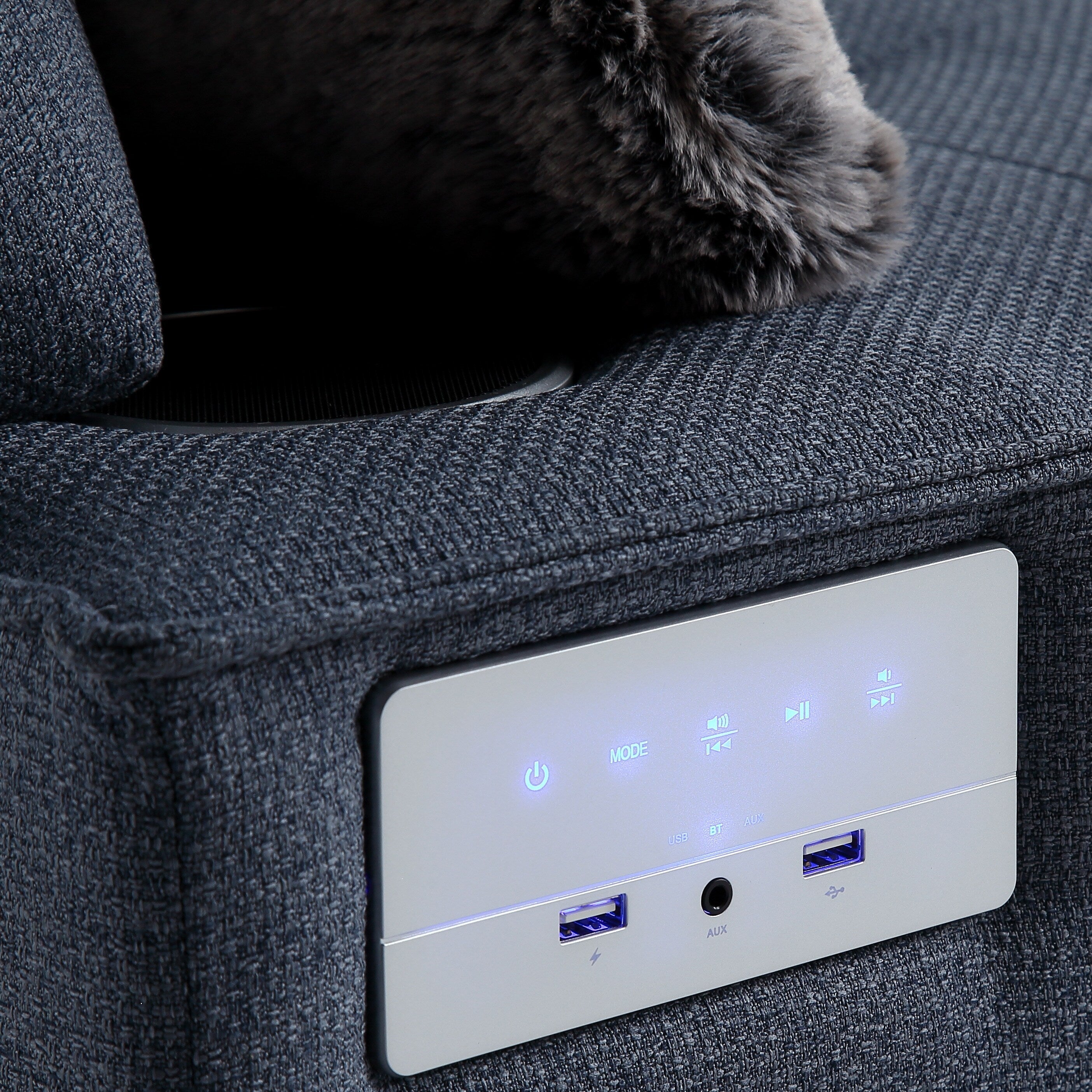 Fauteuil convertible 3 en 1, canapé inclinable réglable avec haut-parleurs Bluetooth, ports USB et oreiller moelleux