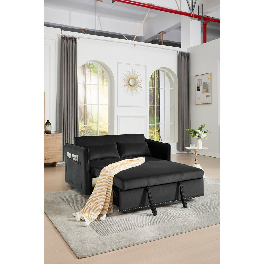 Canapé-lit futon convertible 3 en 1, 55 places, 2 oreillers, ports USB et poches latérales