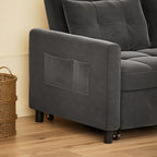 Canapé-lit convertible 3 en 1, chaise longue, causeuse avec lit escamotable, velours/tissu