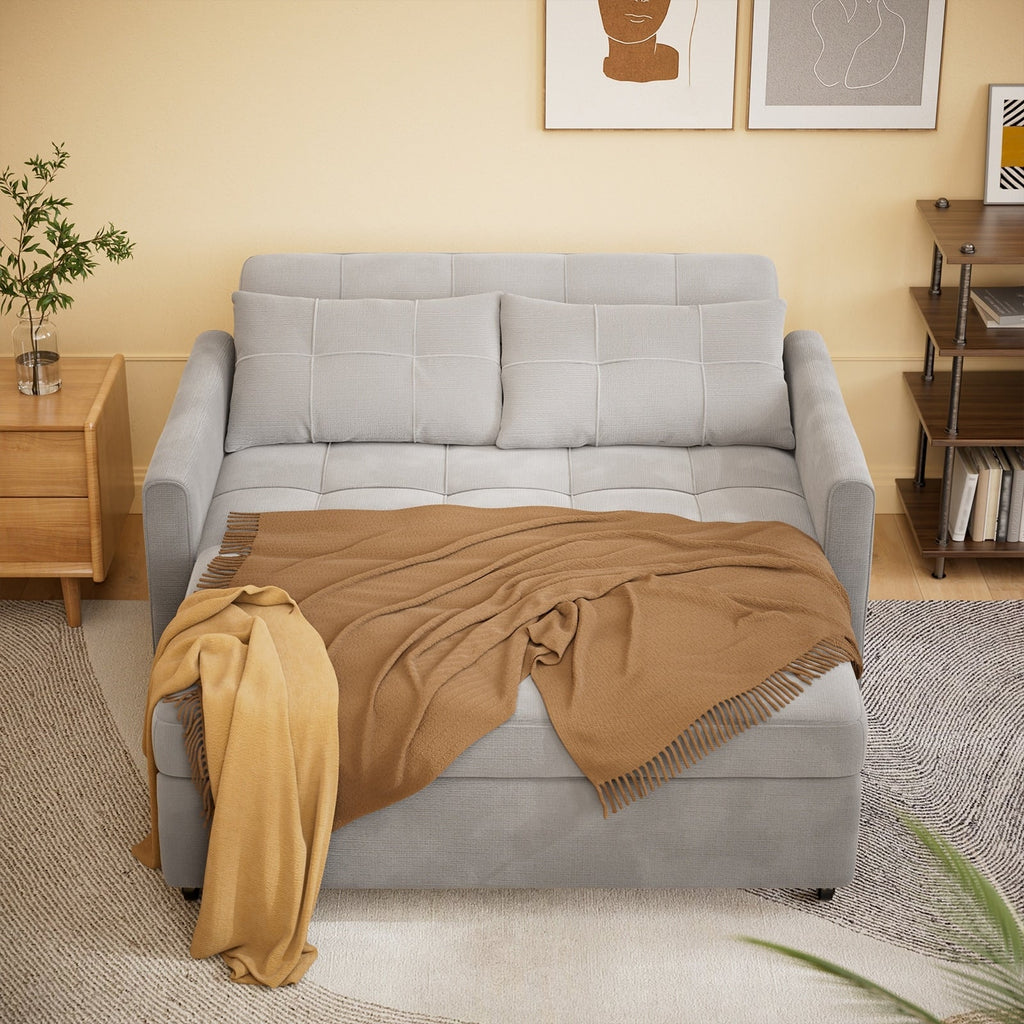 Canapé-lit convertible 3 en 1, chaise longue, causeuse avec lit escamotable, velours/tissu