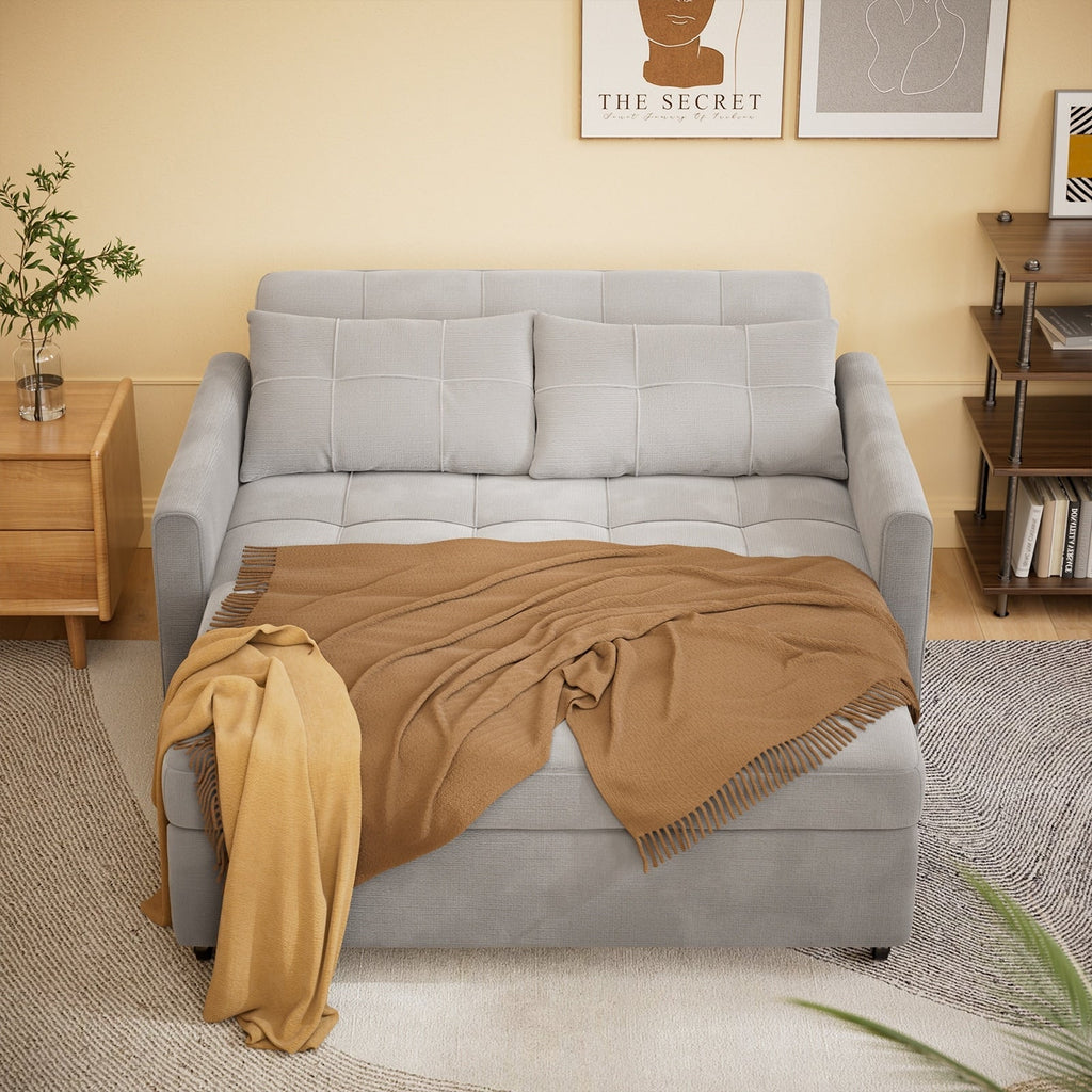 Canapé-lit convertible 3 en 1, chaise longue, causeuse avec lit escamotable, velours/tissu