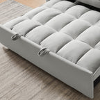 Canapé-lit futon 3 en 1 moderne en velours avec poches pour oreillers, gris