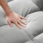 Canapé-lit futon 3 en 1 moderne en velours avec poches pour oreillers, gris