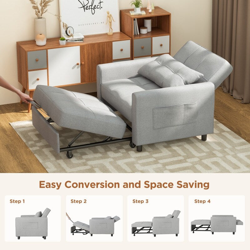 Canapé-lit gigogne 3 en 1, convertible, moderne, réglable et rembourré