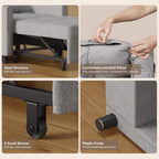 Canapé-lit gigogne 3 en 1, convertible, moderne, réglable et rembourré